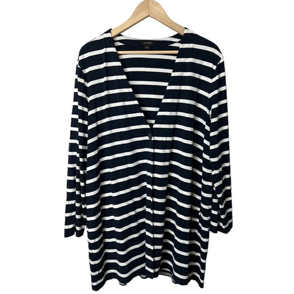 J. Jill Wearever Blue & Cream Striped Cardigan Size XL Lycra Stretch Women’s - Picture 2 of 7